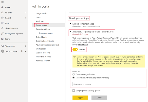 Pbi Admin Setup