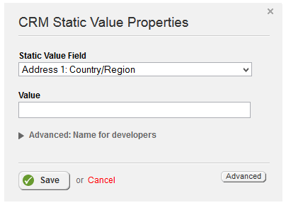 CRM Static Value Properties Static Value Properties