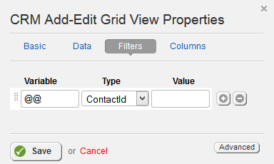 Add Edit Grid Filters Properties