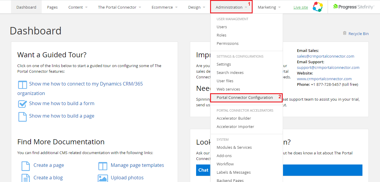 Step 2 in Sitefinity